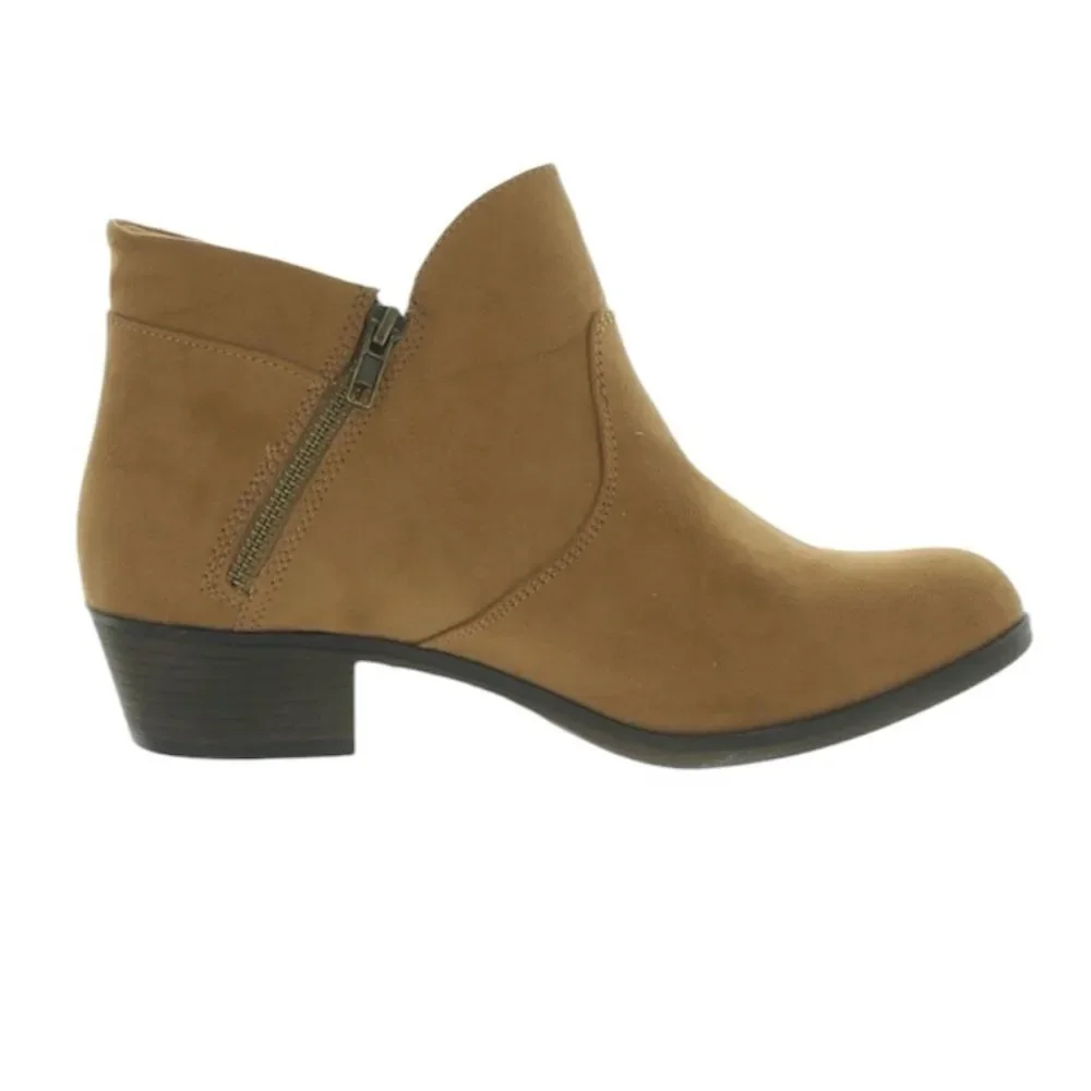 NIB Sun & Stone Abby Ankle Boot Tan Faux Suede Side Zip Booties Women's 7.5W